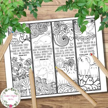 8 Bible Coloring Bookmarks With Animal Characters Scripture