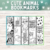 Cute Animal Reading Coloring Bookmarks - Narwhal, Axolotl,