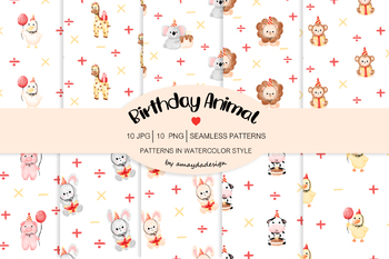 Preview of Cute Animal patterns, Cute Background, Birthday patterns, Cute digital papers