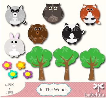 Preview of Cute Animals - Bear, Rabbit, Skunk, Fox, Owl and more! 13 PNG + 2 JPG