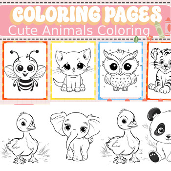 Cute Animals Coloring Pages by Learn for funn | TPT