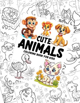 Preview of Cute Animals Coloring Pages (PDF Printables)