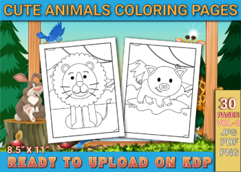 Cute Animals Coloring Pages Vol-2 by Simran Store | TpT