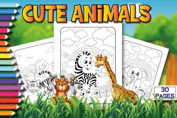 Preview of Cute Animals Coloring Pages for Kids