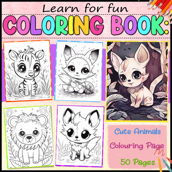 Cute Animals Colouring Page by Learn for funn | TPT