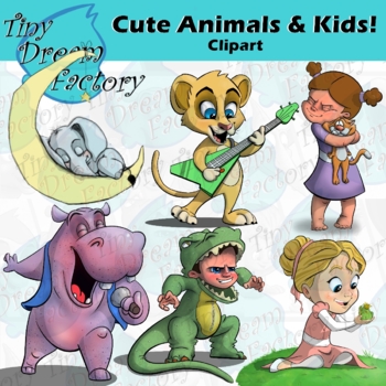 Preview of Cute Animals & Kids Clipart   {Tiny_Dream_Factory}
