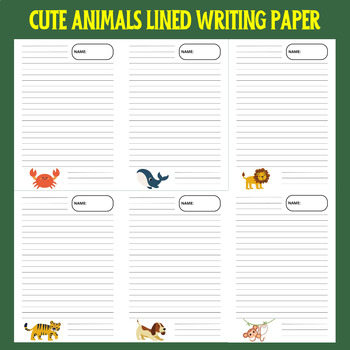 Preview of Cute Animals Lined Writing Paper