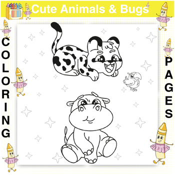 Cute Animals and Bugs Coloring Pages by NihaoCreative | TPT