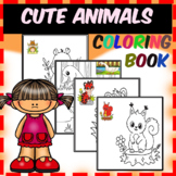 Cute Animals: coloring Book with Fun, Easy,