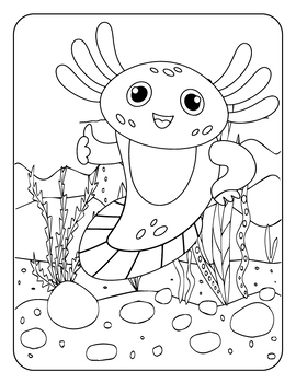 Cute Axolotl Coloring Pages, 24 Sheets (Summer Axolotls) by MoMo-Smart Kids