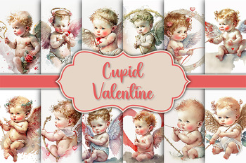 Valentine Watercolor Digital Paper Pack - 8.5 x 11 JPEG