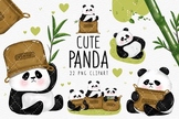 Cute Baby Panda Collection Clipart set Instant Download PNG File.