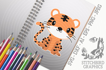 Download Cute Baby Tiger Svg Dxf Instant Download Vector Art Stitchbird Graphics