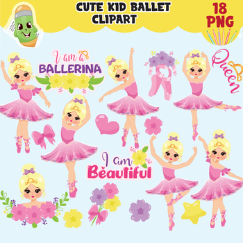 Preview of Cute Ballerina clipart, ballerina clip art, ballerina in pink tutu dress