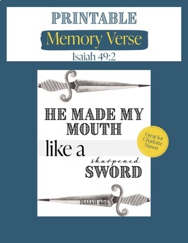 Preview of Cute Bible Memory Poster | Memorize Scripture | Charlotte Mason | Isaiah 49:2