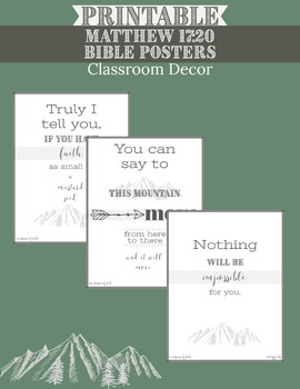 Preview of Cute Bible Memory Poster | Memorize Scripture | Charlotte Mason | Matthew 17:20