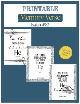 Preview of Cute Bible Memory Posters | Memorize Scripture | Charlotte Mason | Isaiah 49:2