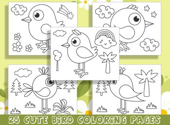 Preview of Cute Bird Coloring Pages: 25 Adorable Designs for Preschool and Kindergarten