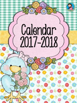 Preview of Cute Birds School Calendar English/Spanish/French
