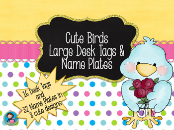 Preview of Cute Birds Large Desk Tags & Name Plates