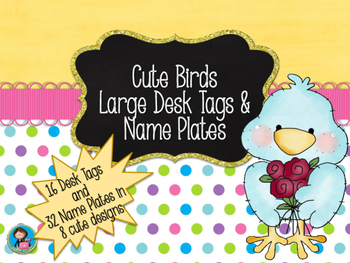 Cute Birds Large Desk Tags Name Plates By Galarza It Tpt