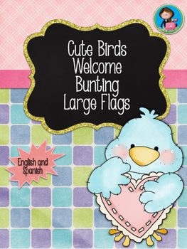 Preview of Cute Birds Large Welcome Bunting Flags