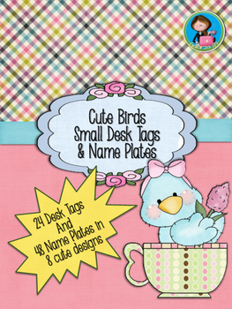 Preview of Cute Birds Small Desk Tags & Name Plates