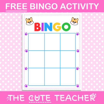 Preview of Cute Blank Bingo Card Free! 3x3 (Fun Classroom Activity)