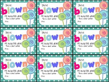 Preview of Cute Blow Pop End of Year (EOY) Gift Tag