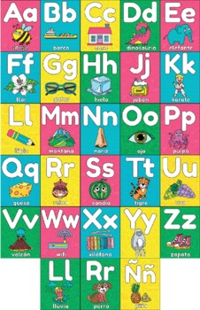 Preview of Cute Boho Spanish Alphabet Poster (18x28")