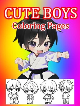 Preview of Cute Boy Coloring Page for Kids, Boy, Teen.