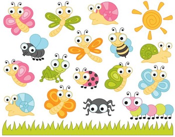 Cute Bugs Clip Art Insects Clipart Ladybug Snail Dragonfly By