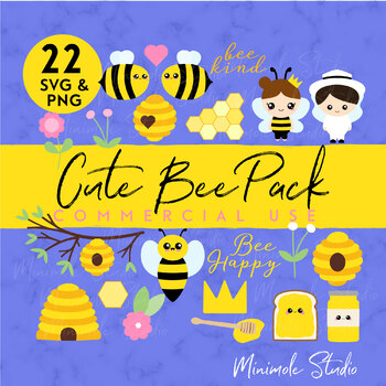 Download Cute Bumble Bee Clipart Pack Beehive Honeycomb Beekeeper Honey