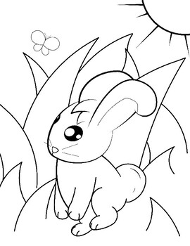 Cute Bunny Coloring Page - Free Printable! by Mae Whitman | TpT