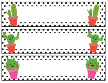 cute cactus editable name tags by caffeinated in third tpt