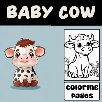 Preview of Cute Calves Cartoon Baby Cow coloring pages