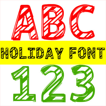 Preview of Cute Candy Cane Peppermint Stripes Font For KG Signs, Boards & School Stationery
