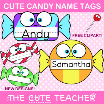 Preview of Cute Candy Classroom Name Tags - Printable Sweets Display for Bulletin Boards