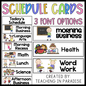 Schedule Cards by Teaching in Paradise | TPT