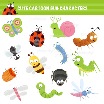 Cute Cartoon Bug Collection by PiniDesign | TPT