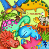 Cute Cartoon Dinosaur Clipart Doodles