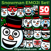 Cute Cartoon Snowman Emoji Clipart Faces / Snowman Christm