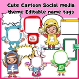 Social Media Theme Editable Name Tags / Classroom Decor fo