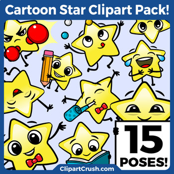 Preview of Cute Cartoon Stars Clipart Set Vol.1 / Fun Star Emoji Emotions Emoticons Mascots
