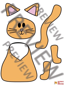 Cute Cat Cut and Paste Craft (Color & BW) | FREE | NO PREP | TPT