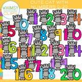 Cute Cat with Numbers 0-20 Clip Art