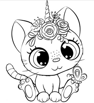Cute Cats Coloring pages for Kids .Adorable Cartoon Cats | TPT
