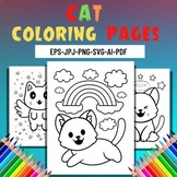 Cute Cats Coloring pages for Kids, Printable Cat Coloring 