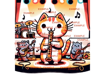 Preview of Cute Cats playing instruments, recorder, drums, guitar, bass, poster, powerpoint