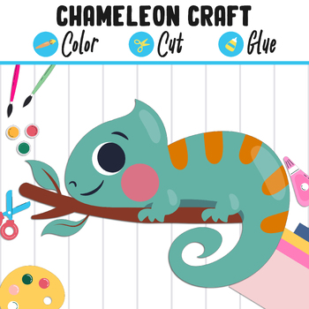 Preview of Cute Chameleon Craft : Color, Cut, and Glue, a Fun Activity for Pre K to 2nd